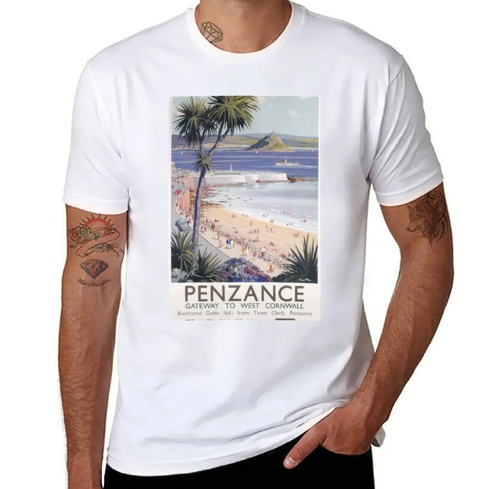 

Penzance, Cornwall - Vintage Railway Travel Poster - 1955 T-Shirt t shirts for man graphic tees man t shirt designer T-Shirt