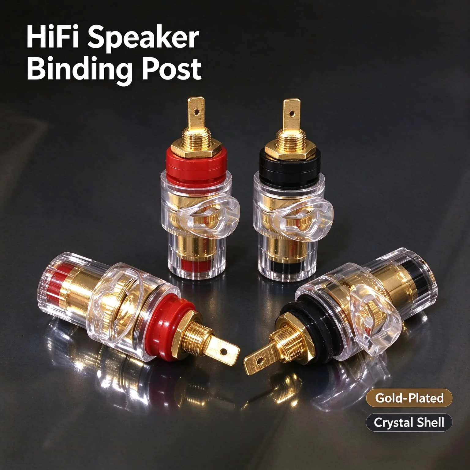 HiFi Gold Plated Binding Post 4mm Banana Plug Speaker Amplifier Terminal Brass Connector with Solder Tab 2/4/8Pcs