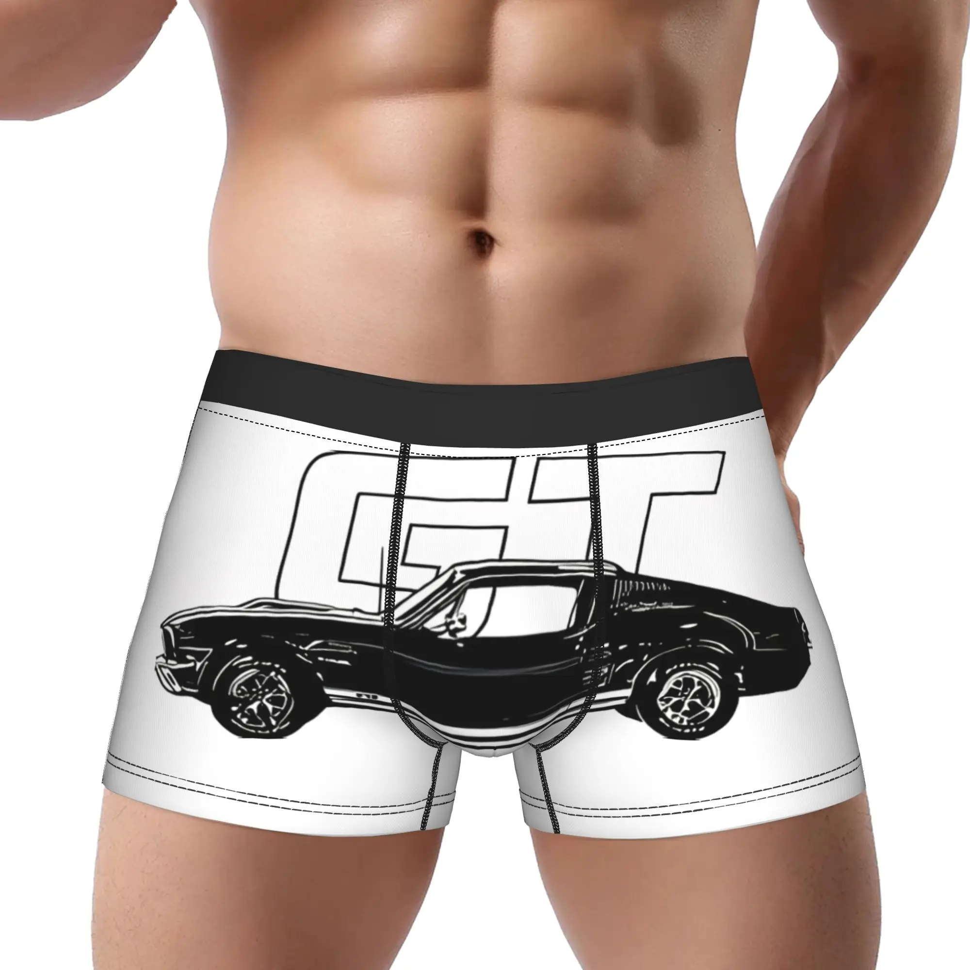 GT Drawing M-Mustang Underpants Homme Panties Male Underwear Comfortable Shorts Boxer Briefs