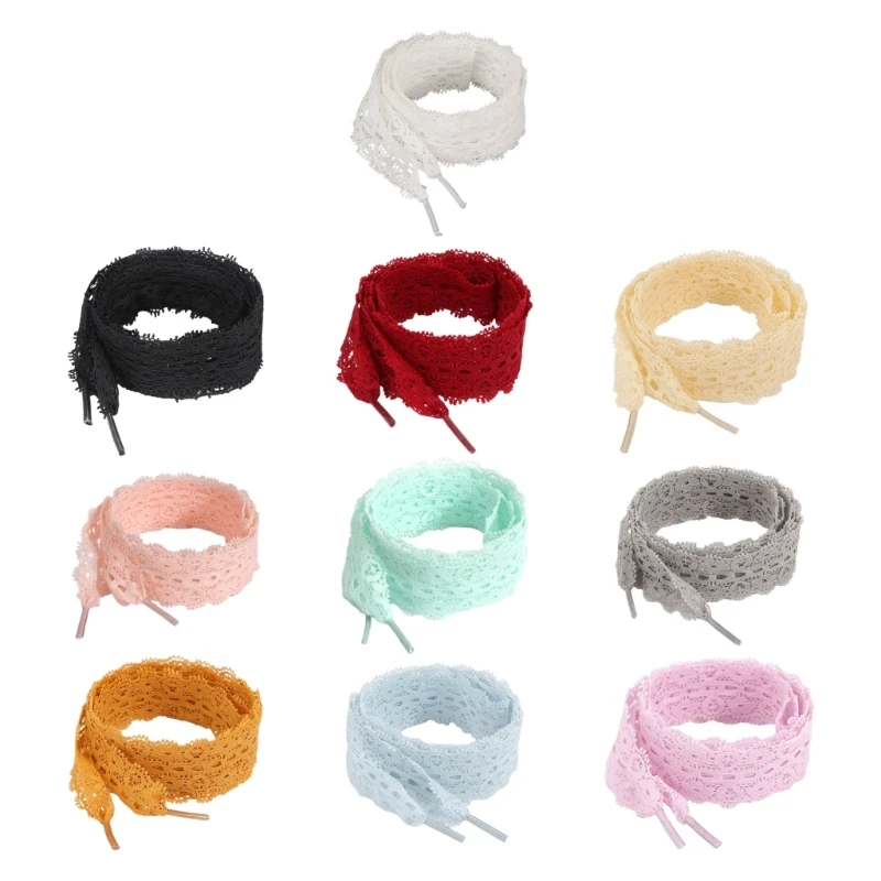 H3CB 1 Pair Ballet Elegant Lace Shoelaces for Women and Girls Casual Shoes Sneakers Flat Laces Shoestrings Replacement