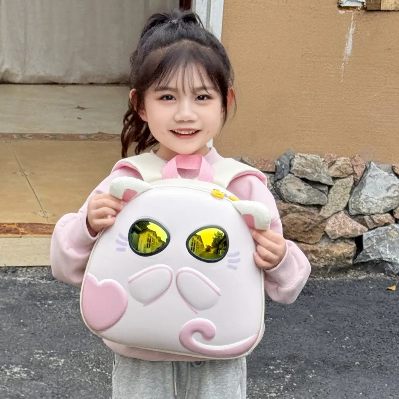 유치원 아기 배낭 귀여운 선글라스 착용, 남녀 공용 새끼 고양이 배낭 새로운 에그쉘 어린이 배낭 트렌드