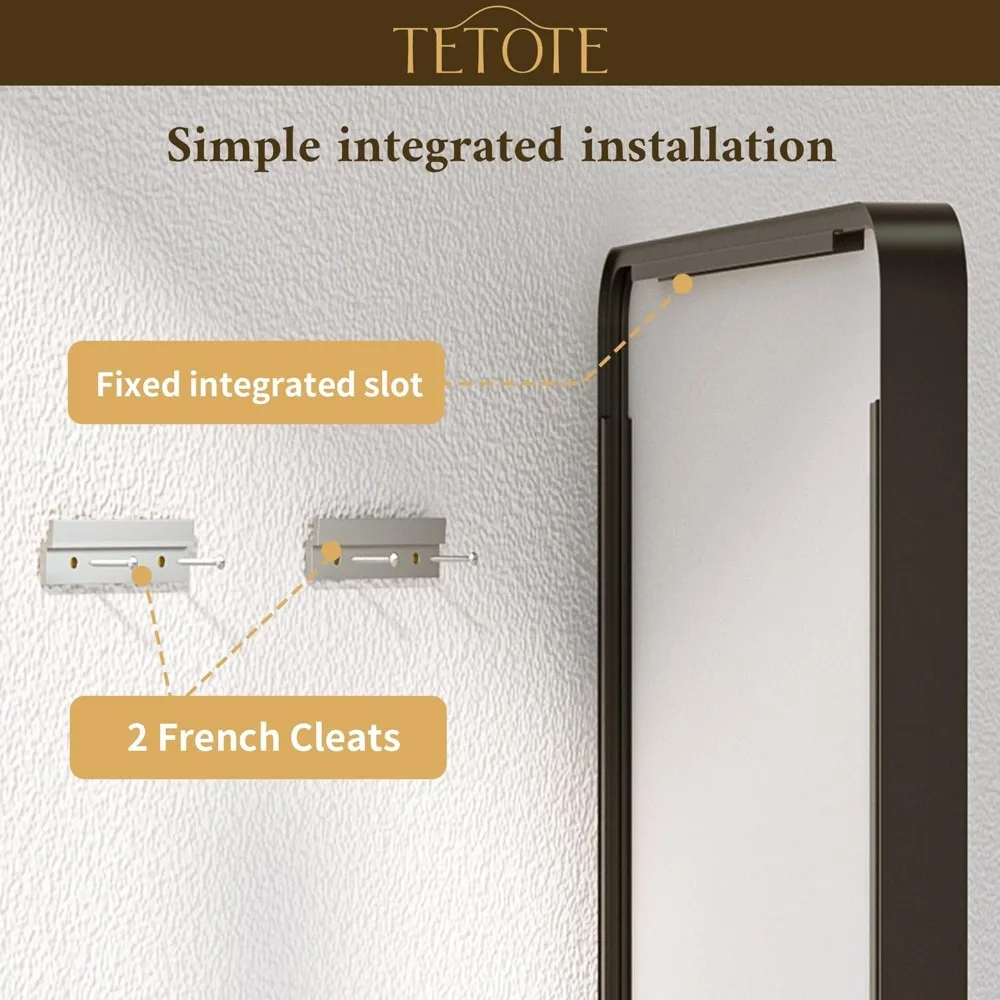 مرآة حمام سوداء غير لامعة مقاس 20 × 30 بوصة، زجاج مقسى، مثبتة على جدار المزرعة الحديثة للاستخدام الزخرفي #6