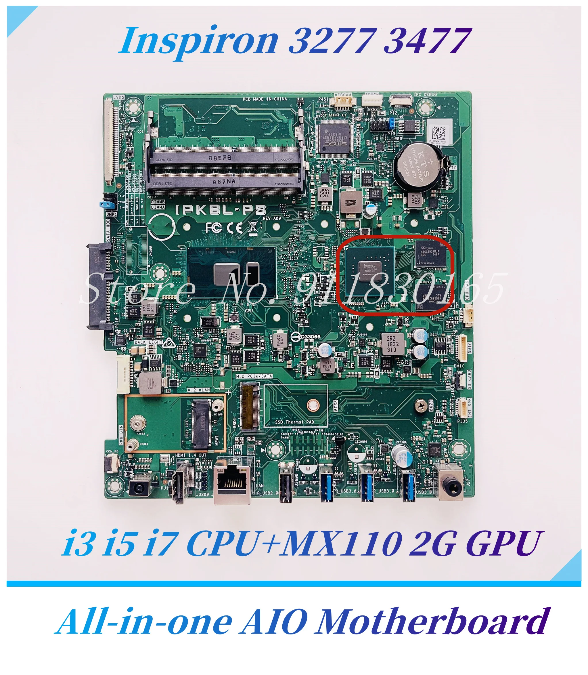 CN-0NRG1Y IPKBL-PS Mainboard For Dell Inspiron 3277 3477 All in One Motherboard With Core i3 i5 i7-7th CPU UMA/MX110 2G GPU DDR4