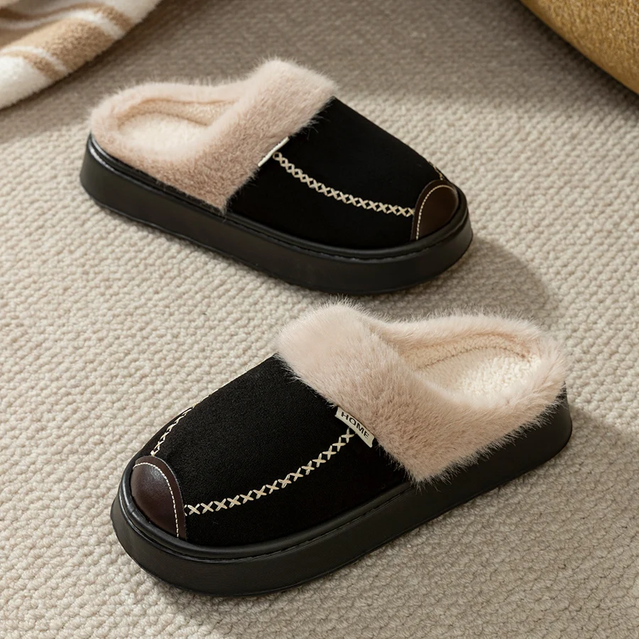 المرأة نعال قماش التمهيد الشتاء الفتاة داخلي دافئ في الهواء الطلق المضادة للانزلاق الراحة موضة غرفة نوم الترفيه بسيط المنزل زوجين الأحذية