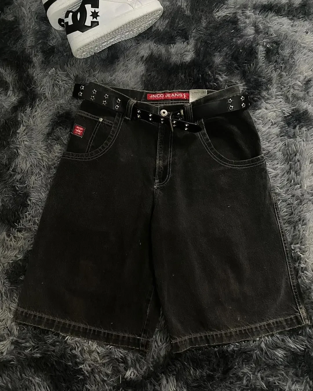 Jnco-pantalones vaqueros holgados con bordado de Serpiente Blanca, ropa de calle Harajuku, pantalones cortos góticos de pierna ancha para monopatín, Y2K, gran oferta