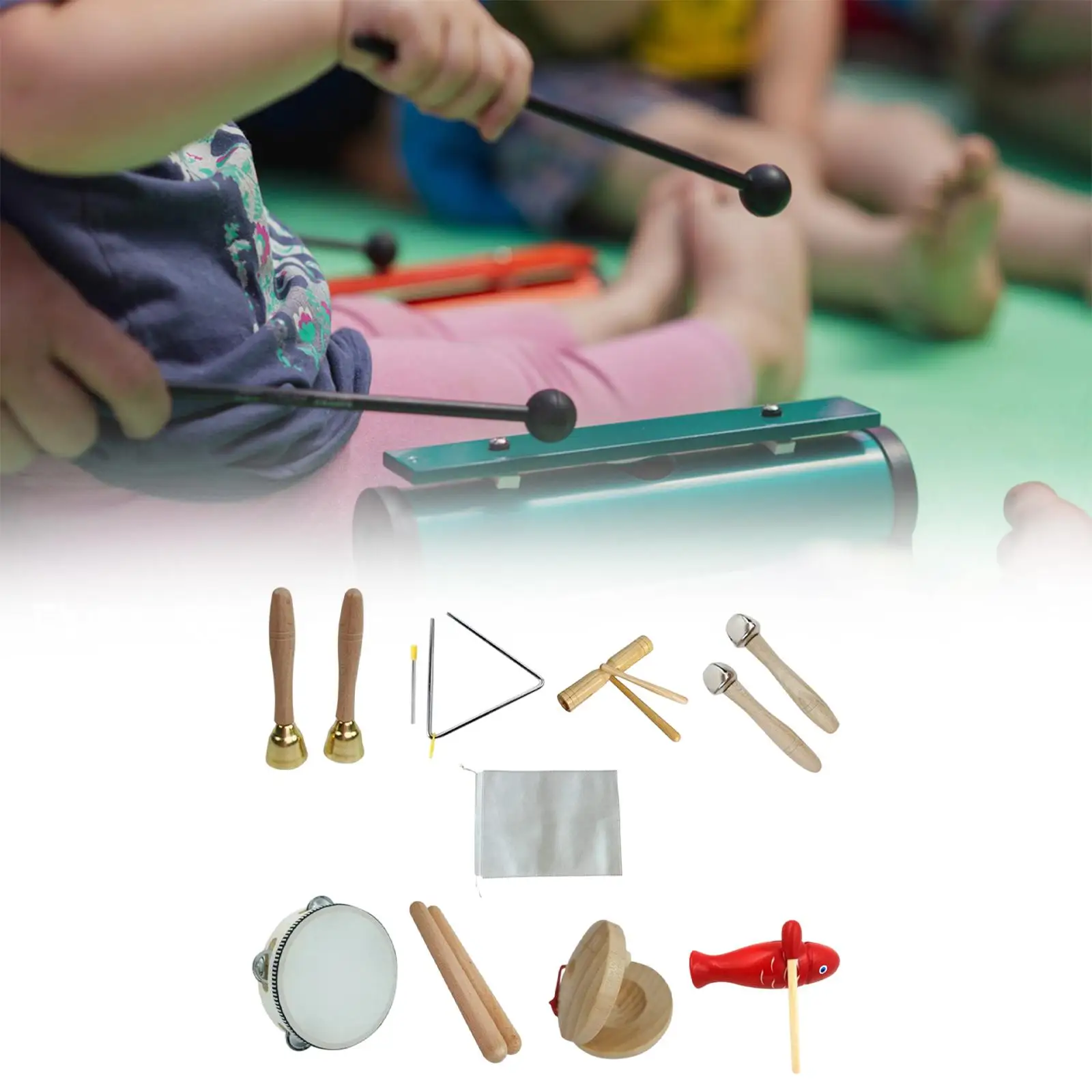 Creative Kids Music Instruments Set Wood Percussion Toy Gift for Children's Development and Classroom Activities