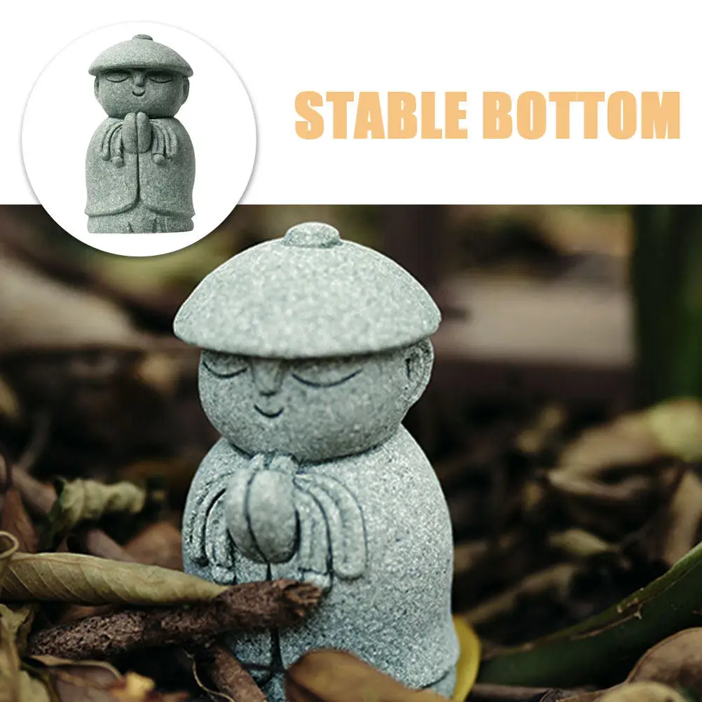 Zen Buddha Statue Small Retro Style Desktop Garden Decoration Exquisite Sculpture Monk Craft Decor