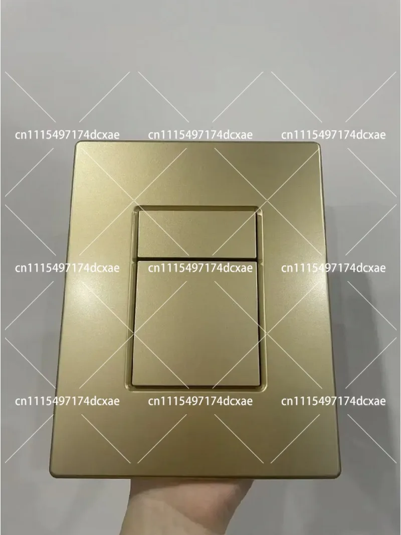 Matte Gold Dual Flush Plate for Concealed Cisterns, Water-Saving Pneumatic Drop Valve, 156x197mm, Wall-Mounted Toilet Button