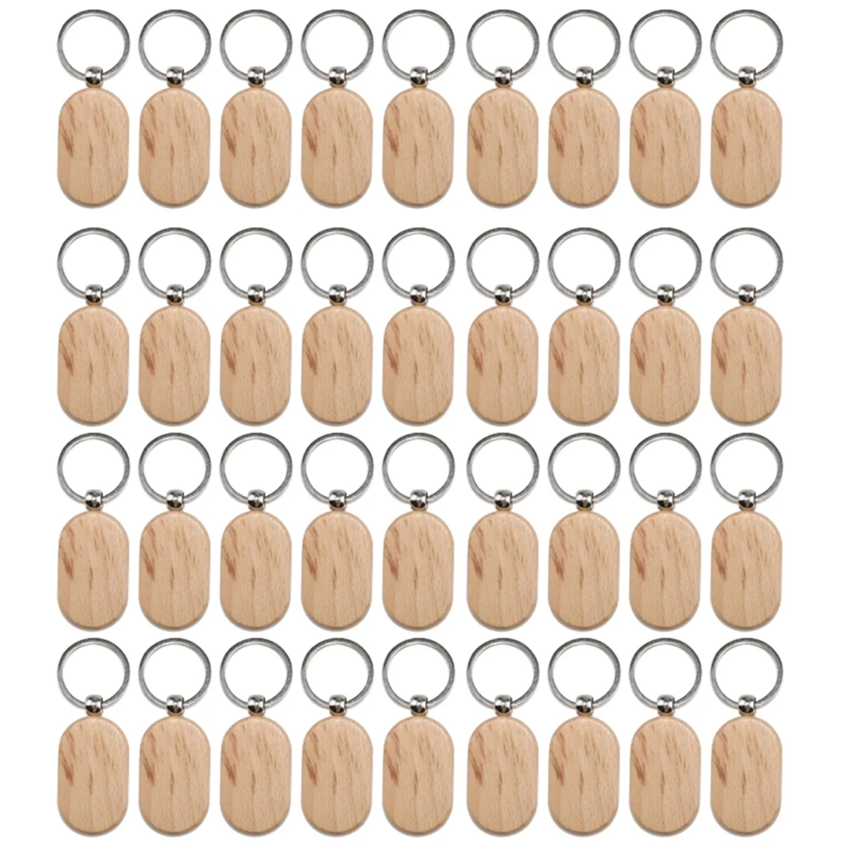 50 Pieces Blank Wooden Key Tag Key Engraving Blanks Unfinished Wood Keychain Key Ring Key Tags for DIY Crafts Style 16