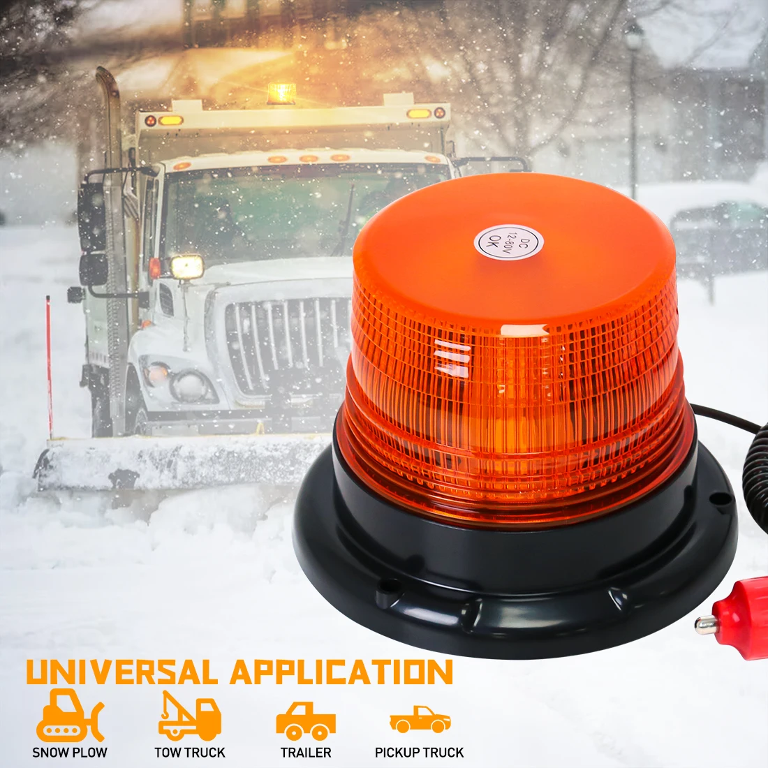 Car Truck Roof Top Warning Light Emergency LED Strobe Light Flashing Beacon With Magnetic Base For Security Auto 12V 24V -80V