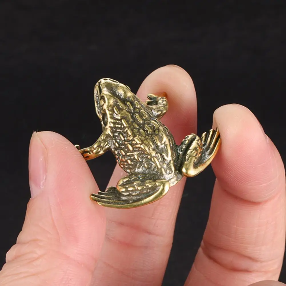 Brass Figurine Polished Brass Statue Colorfast DIY  Practical Traditional Antique Frog Copper Statue