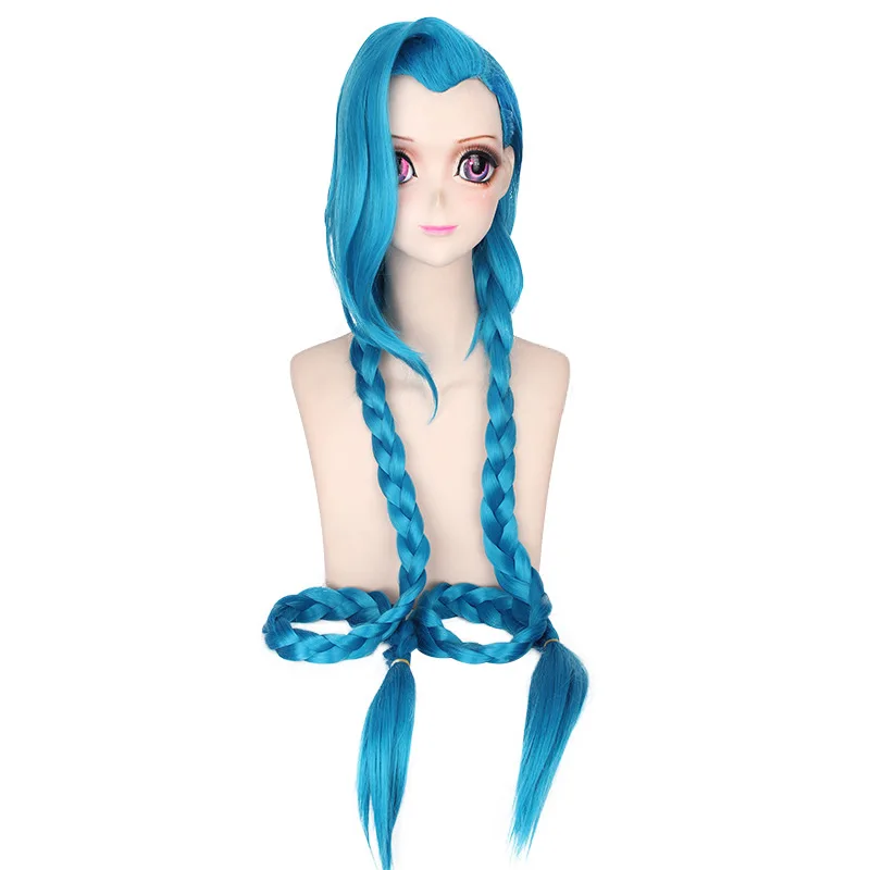 48 Inch Long Pink Blue Synthetic Braided Wig for Cosplay Carnival Halloween Party Game J-Inspired Costume Hair Anime Wig