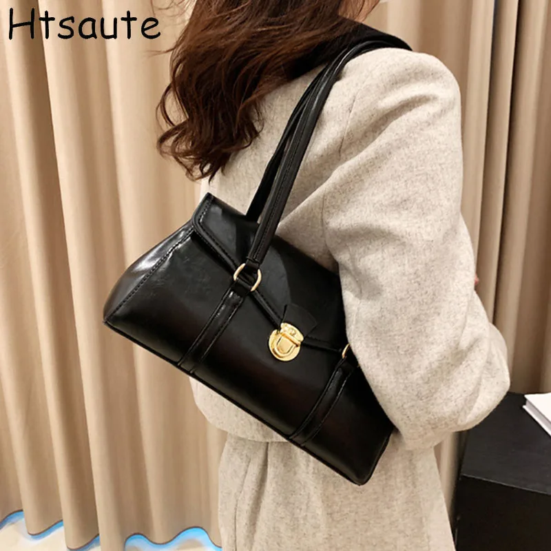

Retro Shoulder Bags Women Wedding Handbag Underarm Tote Bag Vintage Ladies Commuter Bag PU Leather Handbag Purse England Style