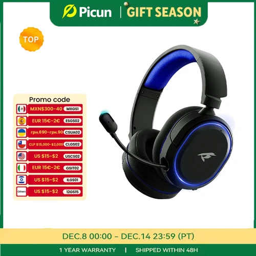 Picun G2 auriculares inalámbricos para juegos Bluetooth 5,3 2,4G auriculares 7,1 envolvente 5ms micrófono ENC de baja latencia para PC PS4 PS5 interruptor de teléfono