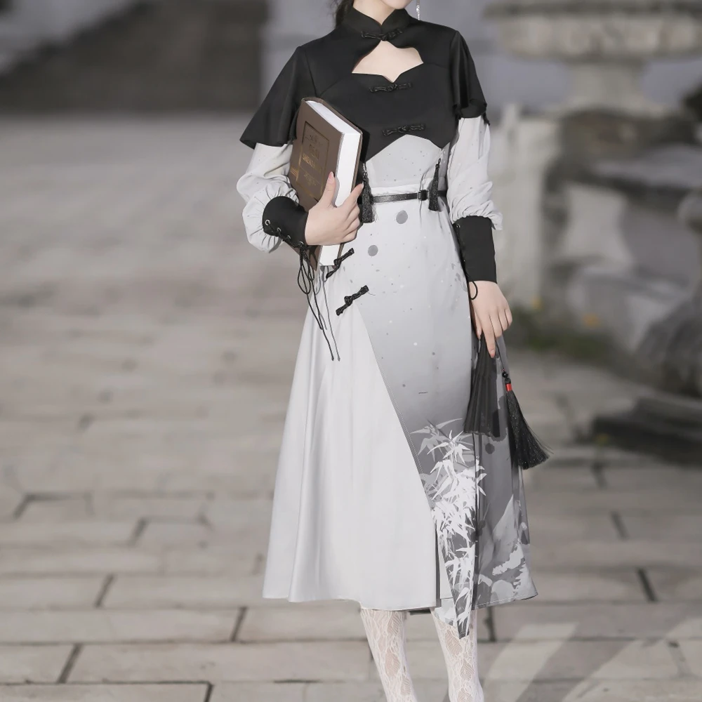 

Chinese Style Long Sleeve Vintage Dress for Women