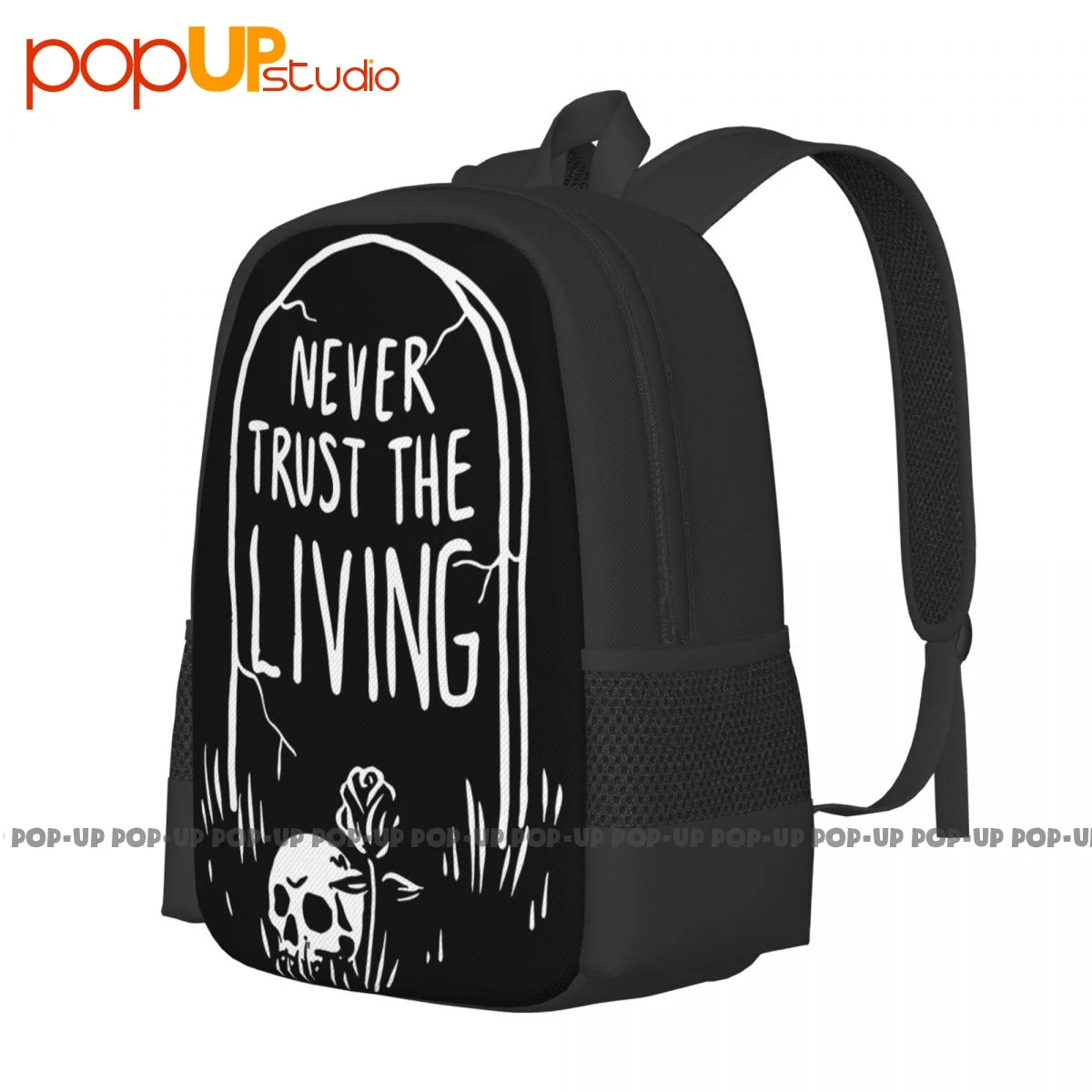 Never Trust The Living Tombstone Skull Coffin Backpack Large Capacity School Creative Sports Bag Large Capacity