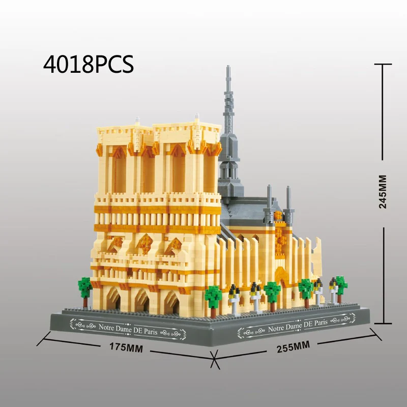 Lost World Famous Historical Architecture Build Bricks Notre Dame De Paris France Micro Diamond Block Nanobrick Toy Collection