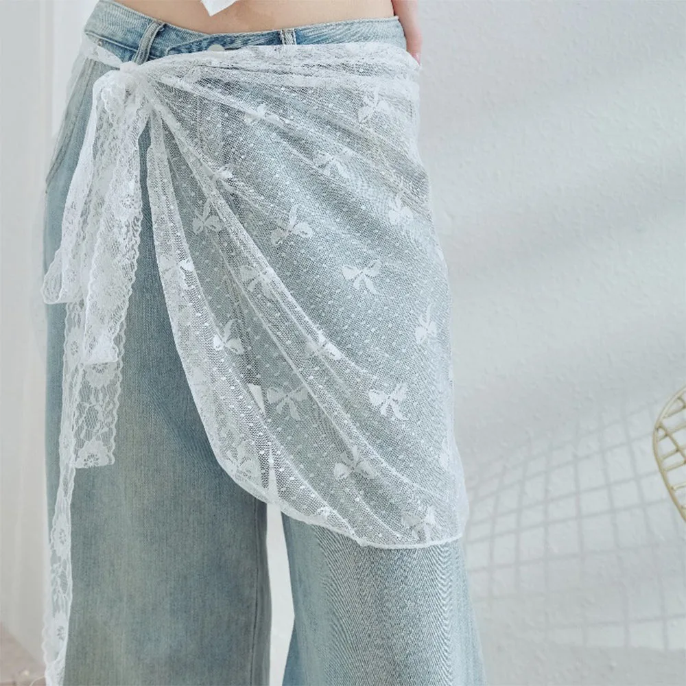 

Кружевная многослойная юбка с цветочным дизайном. Удобные юбки с запахом в уличном стиле. Легкая завязка на талии.