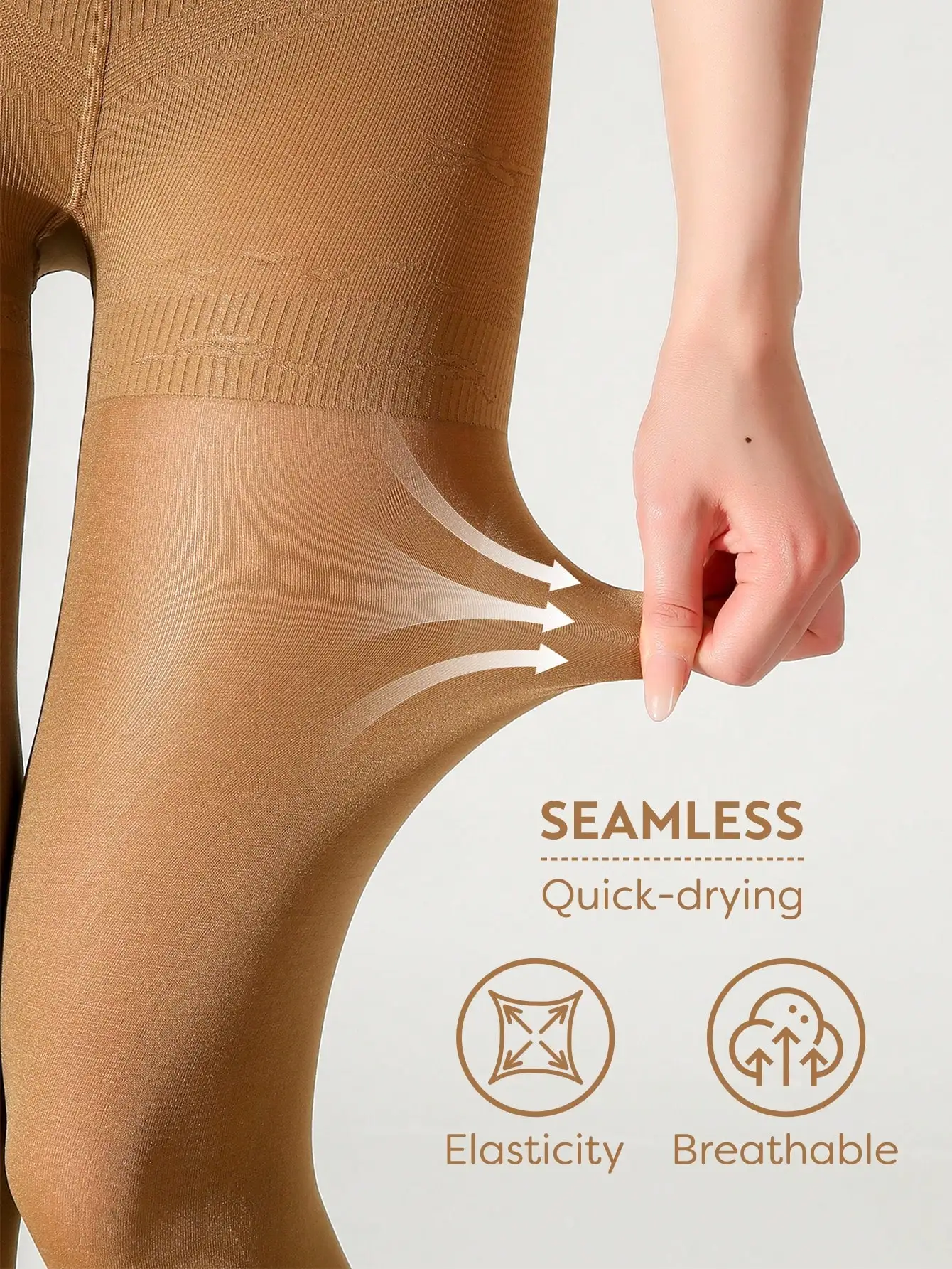 1 Pair Women's Skin Tone Spring Summer High Elastic Tummy Control Hip Lift Breathable Sheer Pantyhose Daily Office Party Tights