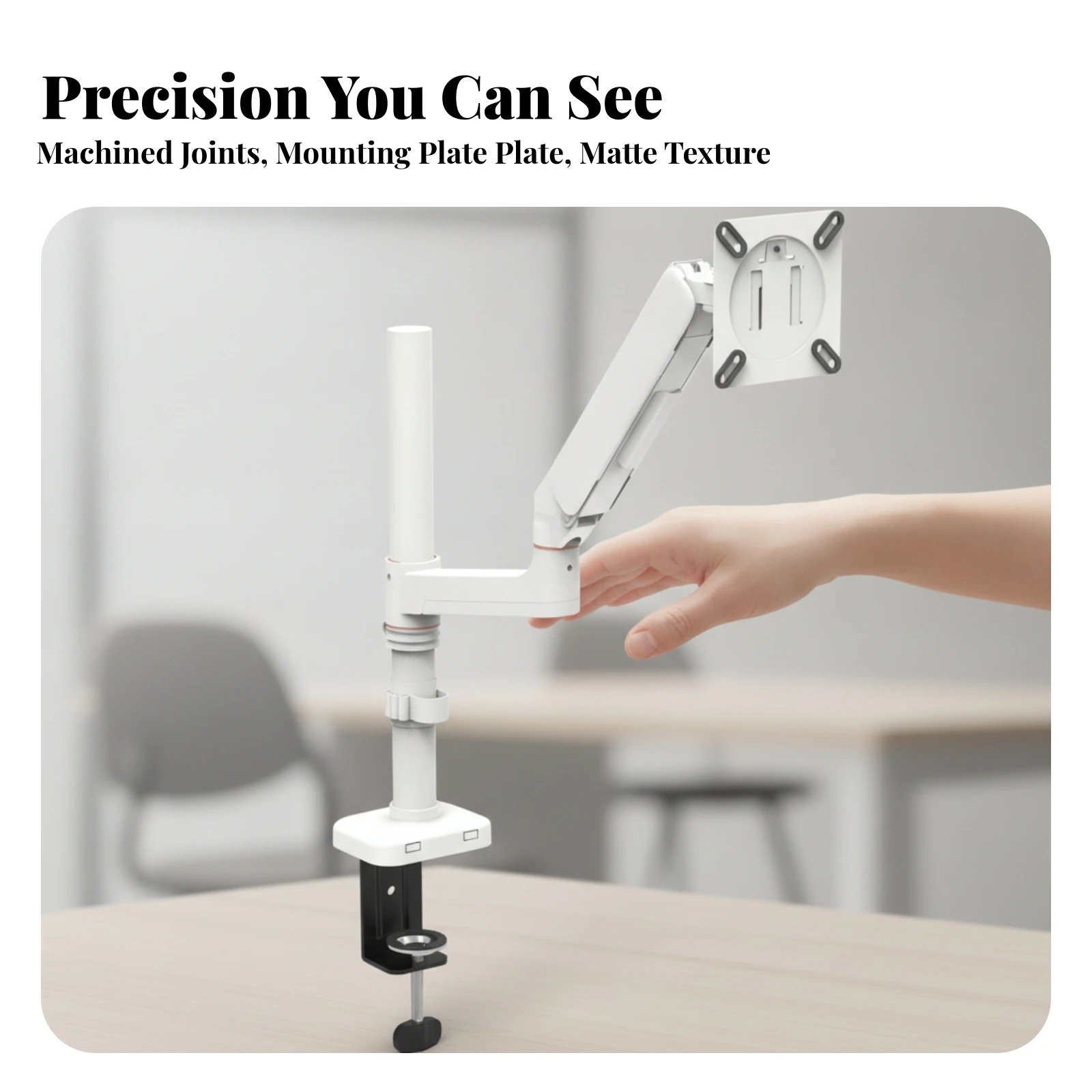 Single Monitor Arm with Desk Clamp Heavy-Duty Gas Spring Monitor Mount with Pole Furniture Clutter-Clear Sturdy