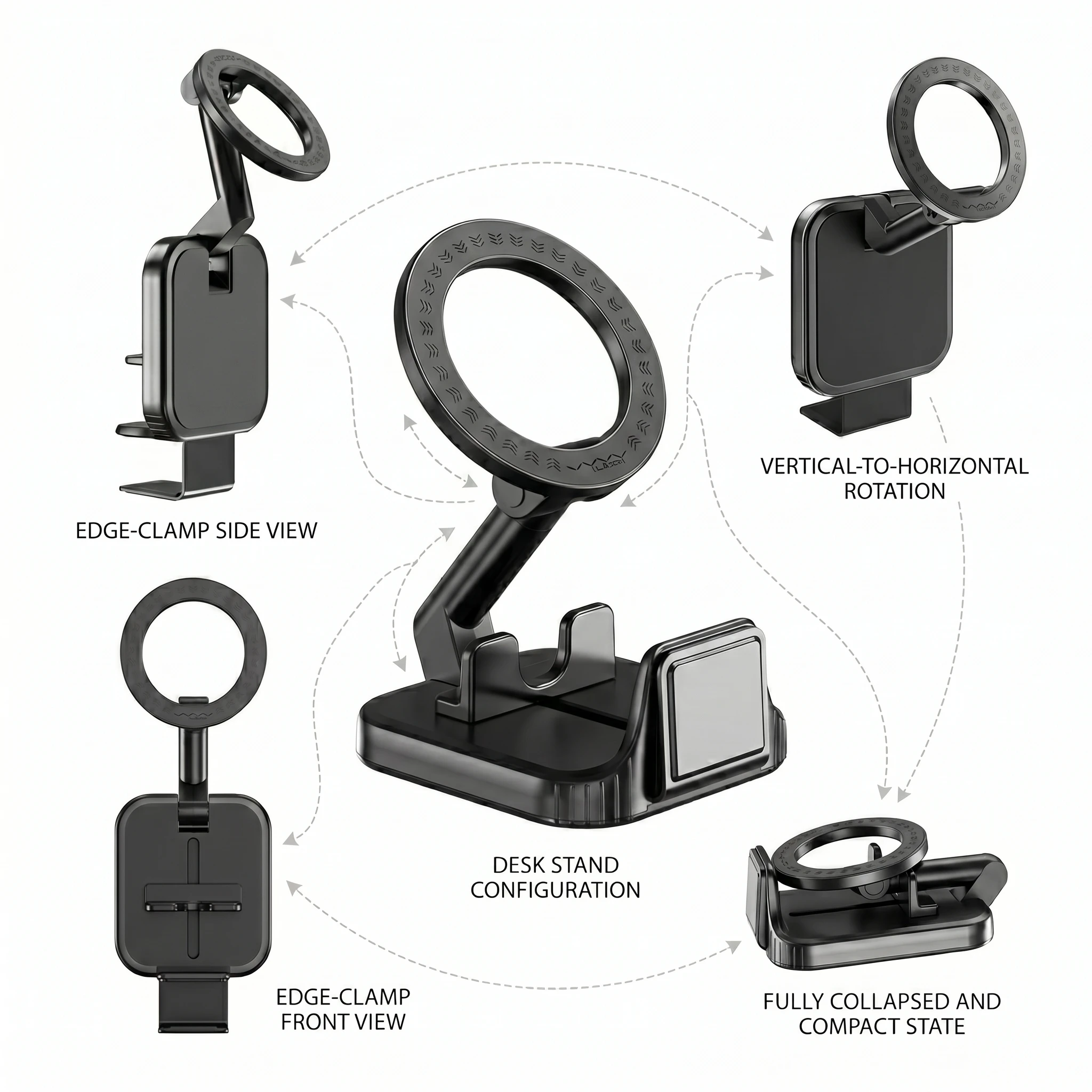 Magnetischer Handyhalter, drehbar mit mehrfacher Winkeleinstellung, Reise-Handyhalterung, kompatibel mit allen Handys, für iPhone 17, 16, 15, Samsung, Huawei, Xiaomi, OnePlus, geeignet für Zuhause,
