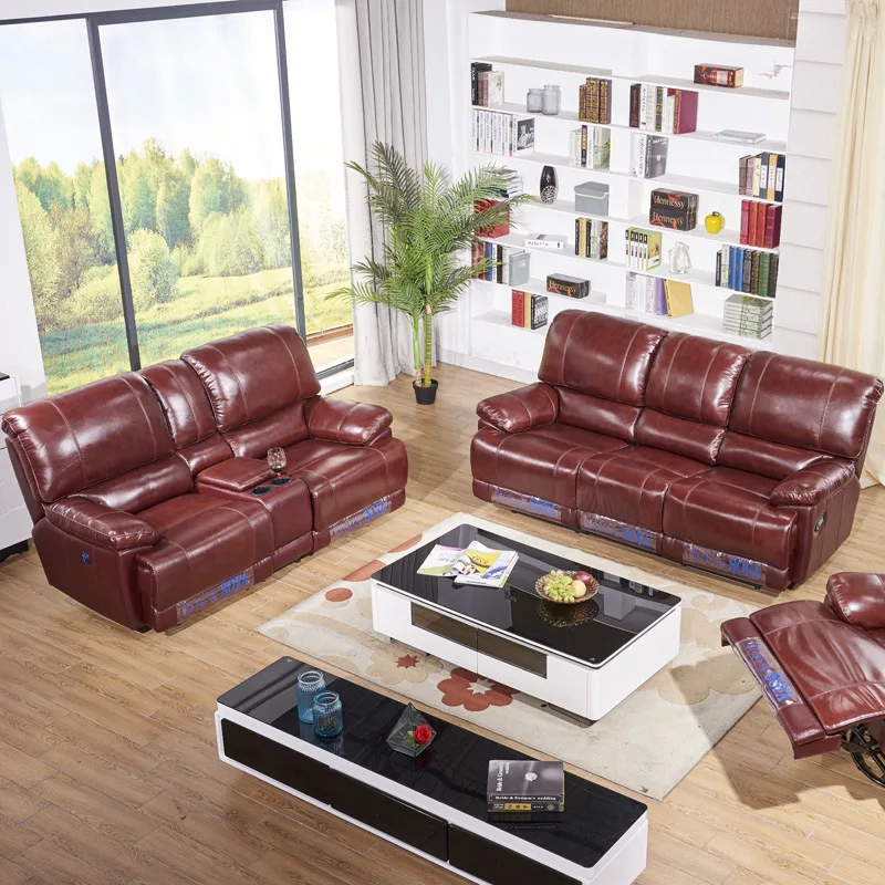 

First Layer Cowhide Electric Multi-functional First-class Space Capsule Sofa European Living Room Combination Leather Sofa