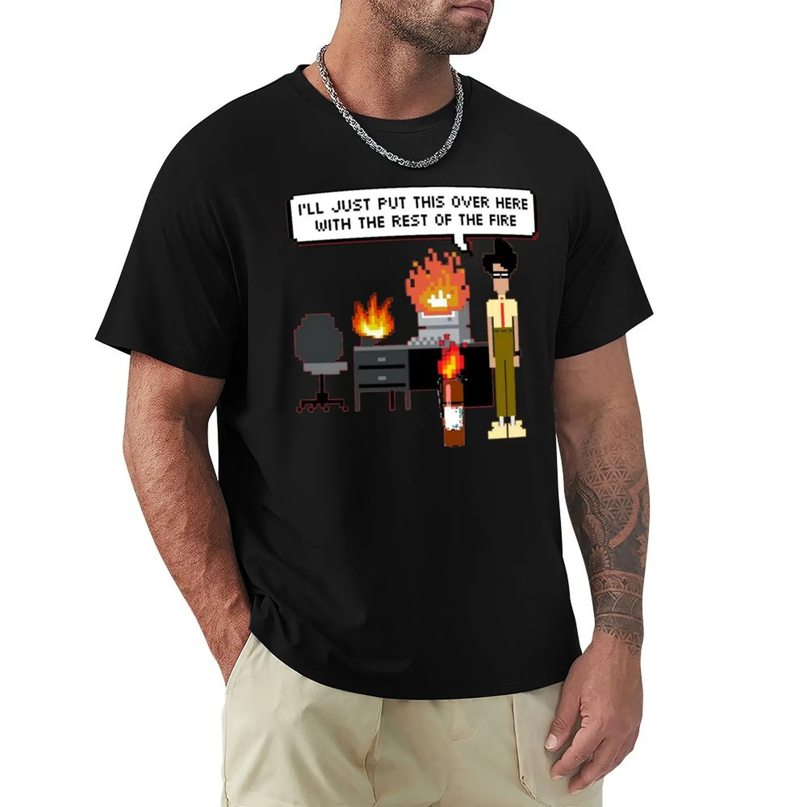 

I.T. Crowd- Fire 8-Bit T-Shirt heavyweights plain summer top shirts graphic Men's t shirts