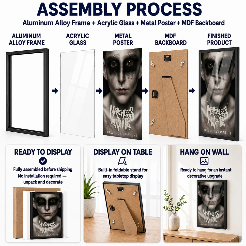 Motionless In White Graveyard Shift Album Framed Metal Print Personalized Recording Tribute Wall Art Ideal For Listening Lounge