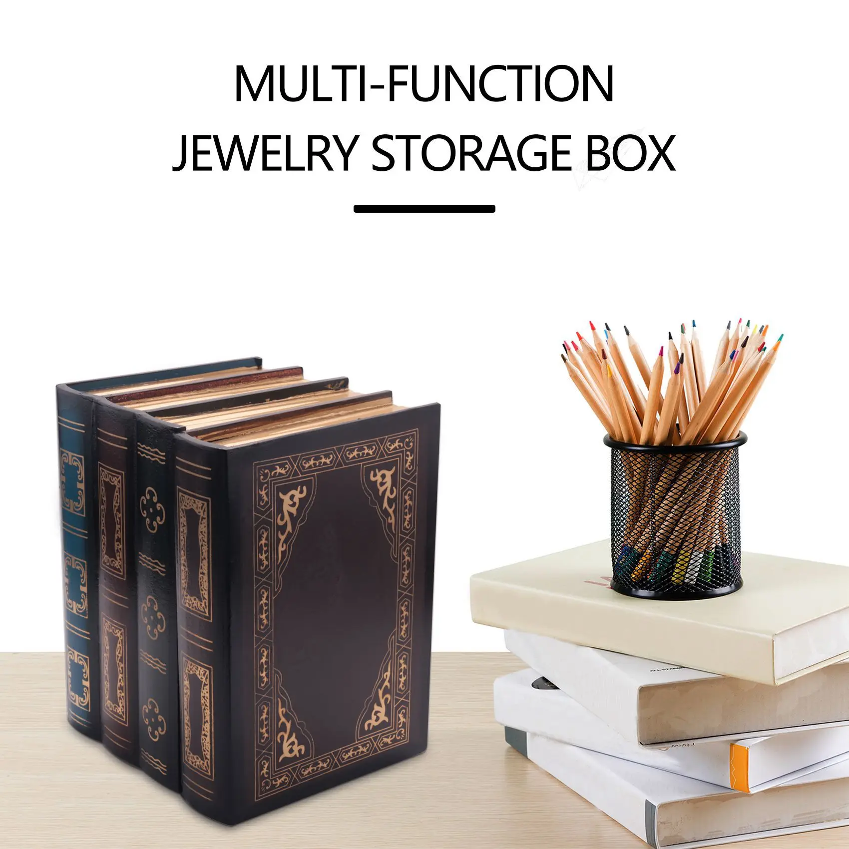 

BAAG-False Book Box Vintage Storage Props Book Jewelry Storage Packaging Study Book Ornaments Wooden Antique Classic Decorative