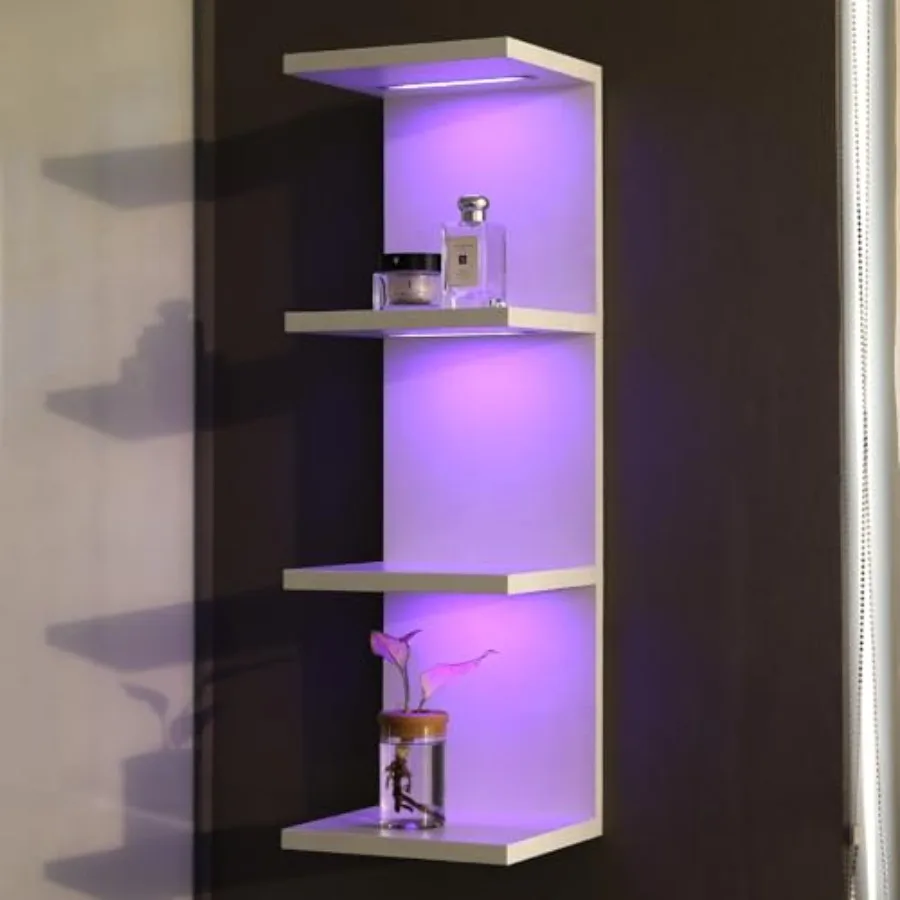 

4 Tier RGB Wall Shelf-Gaming Shelf with Remote Control, Lack Shelves with Light for Bedroom Easy to Install Cosmetic and Displa