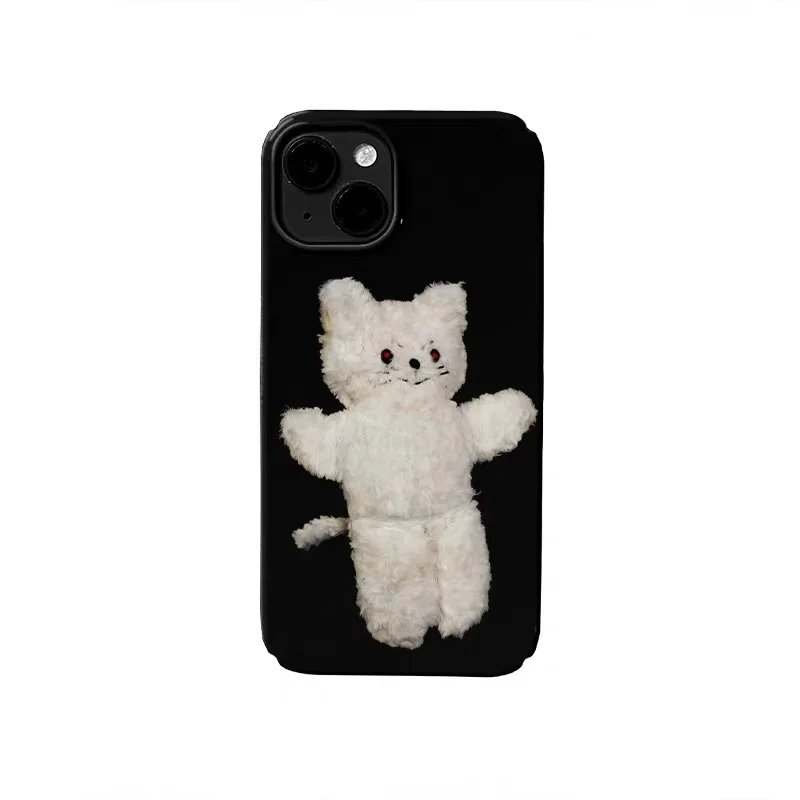 

Ins Black Evil Bear Cartoon Phone Case for IPHONE 17 Air 16E 15 PROMAX 14 Plus 13 12 MINI 11 PRO 16Plus XR Acrylic Phone Cover
