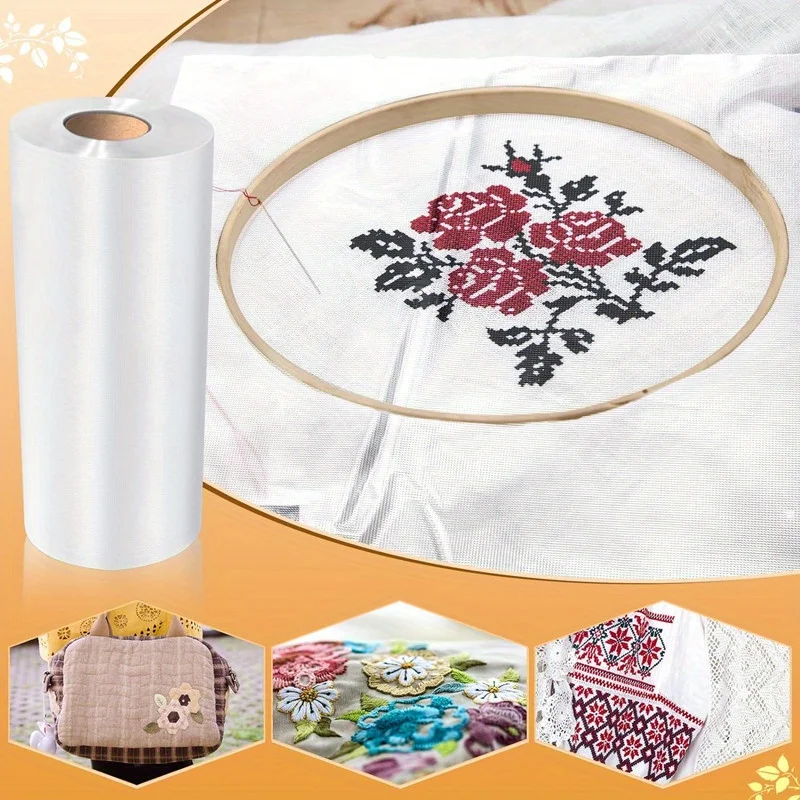 

Clear Water-Soluble Embroidery Stabilizer Roll, 7.87inx30yd - Easy Wash, Perfect for Precision Machine & Hand Sewing Projects
