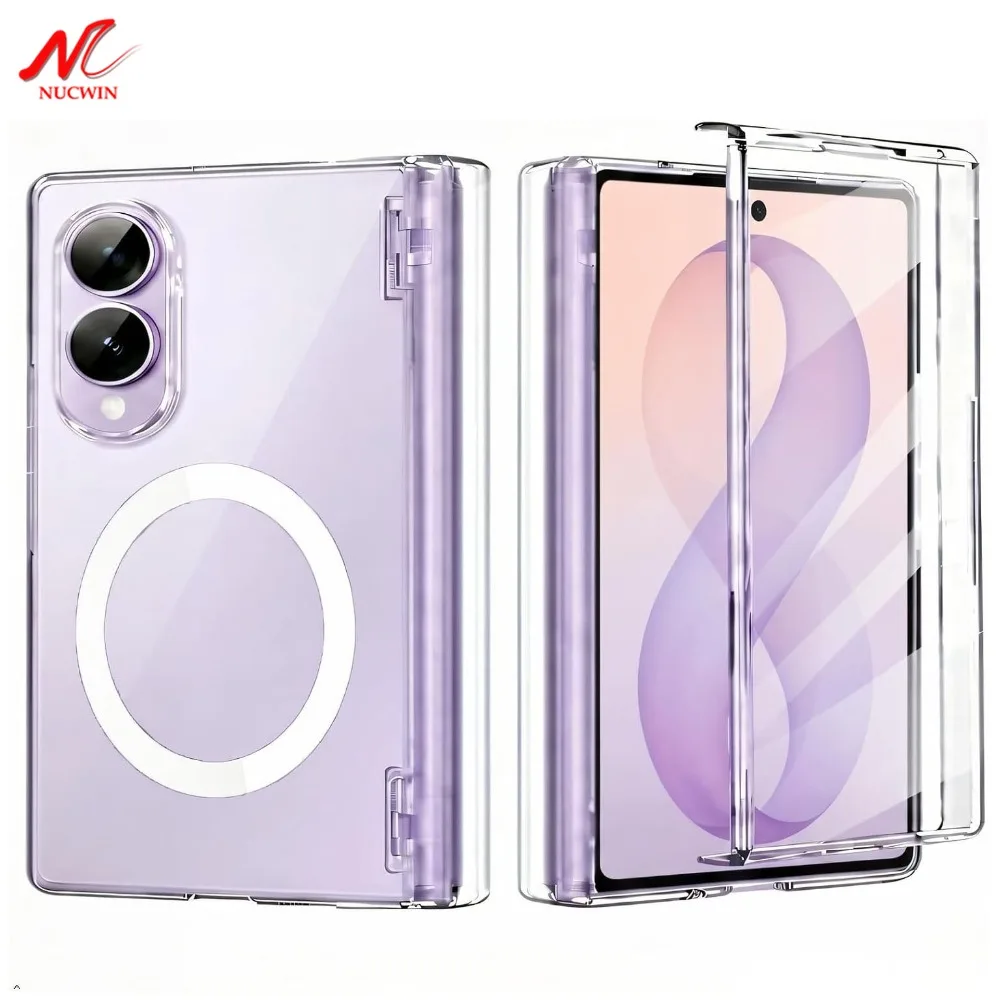 Luxuriöse Transparente Magsafe Magnetische Kabellose Ladehülle für Samsung Galaxy Z Fold 8 Ultra 8 mit Displayschutzfolie