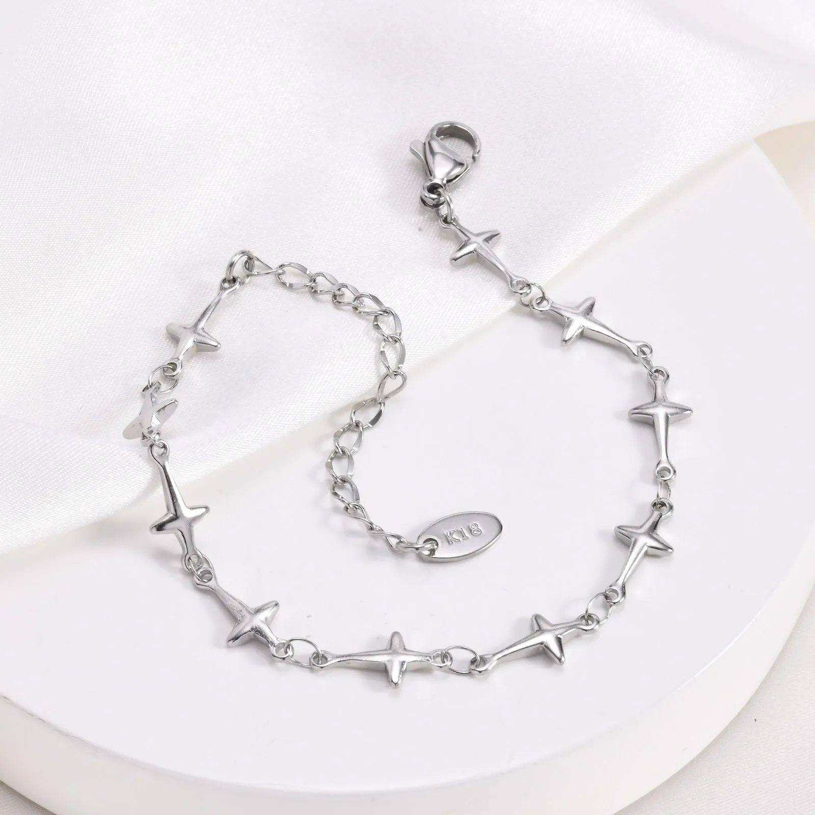 Vnox Adjustable Stainless Steel Cross Links Chain Bracelets for Women Men, Simple Stackable Bracelets,Fashion Streetwear Jewelry