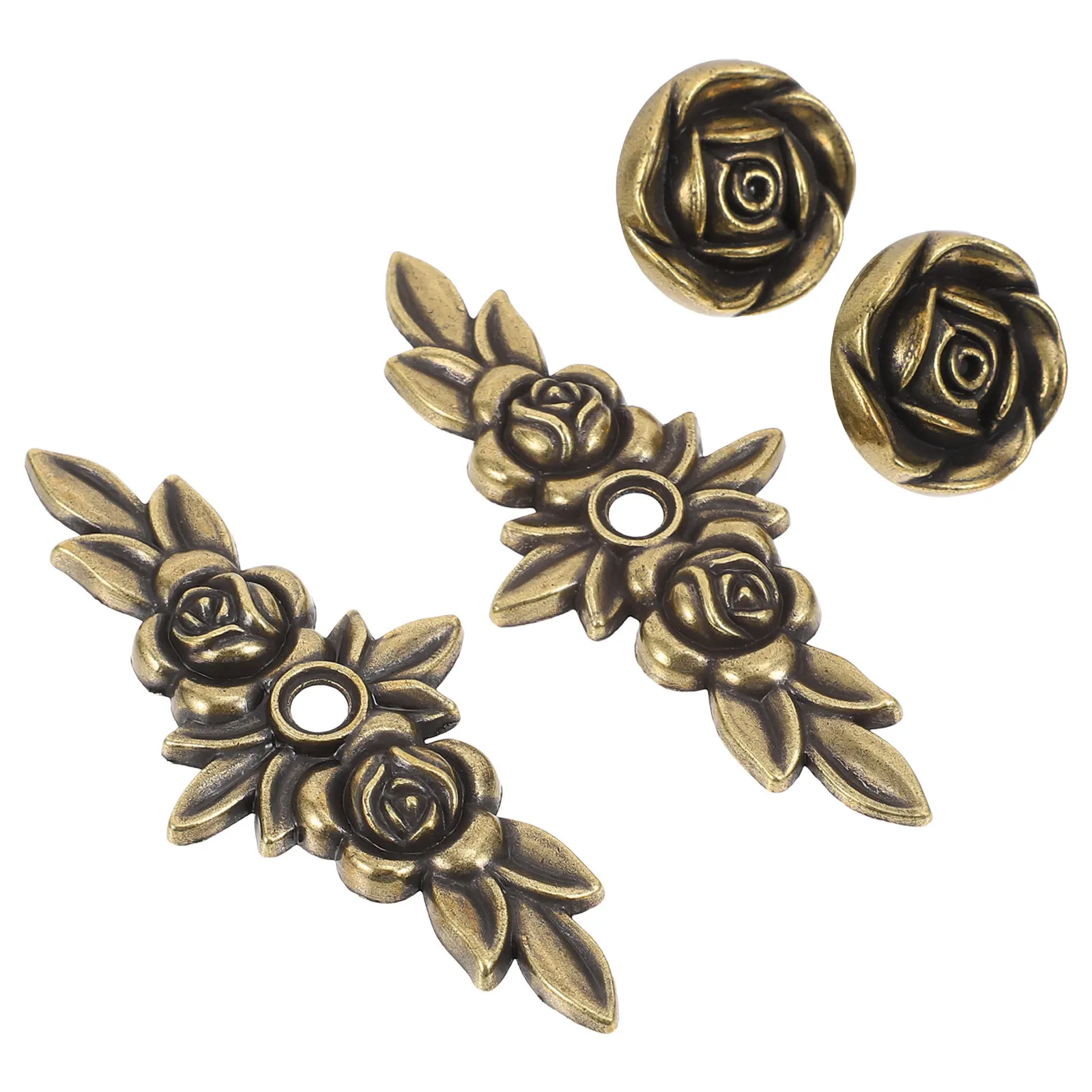 2Pcs Delicate Rose Carving Zinc Alloy Cabinet Handles Drawer Knobs Wardrobe Grips Cupboard Door Knobs Elegant Home Decoration