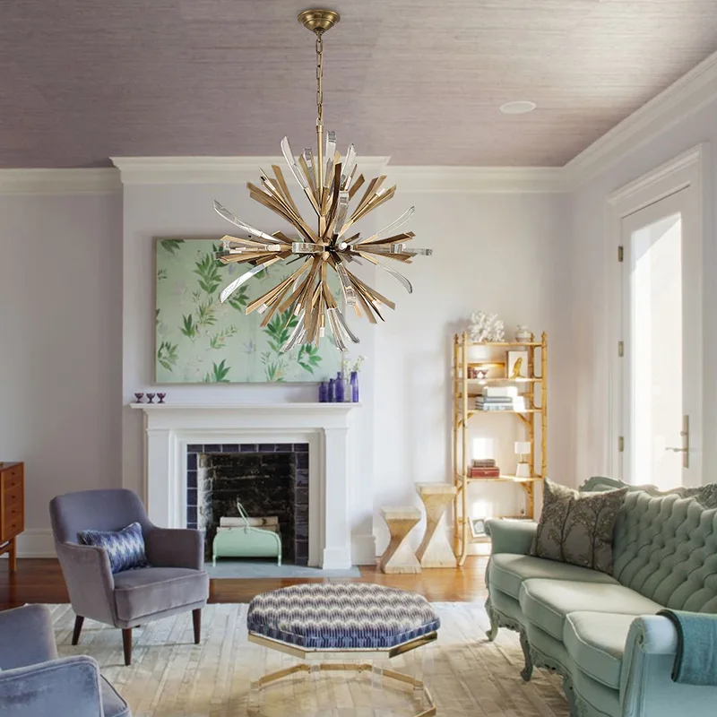 Lampu ruang tamu postmodern, lampu kamar tidur suasana simpel, lampu ruang makan, lampu kamar mandi, lampu langit-langit tembaga kristal