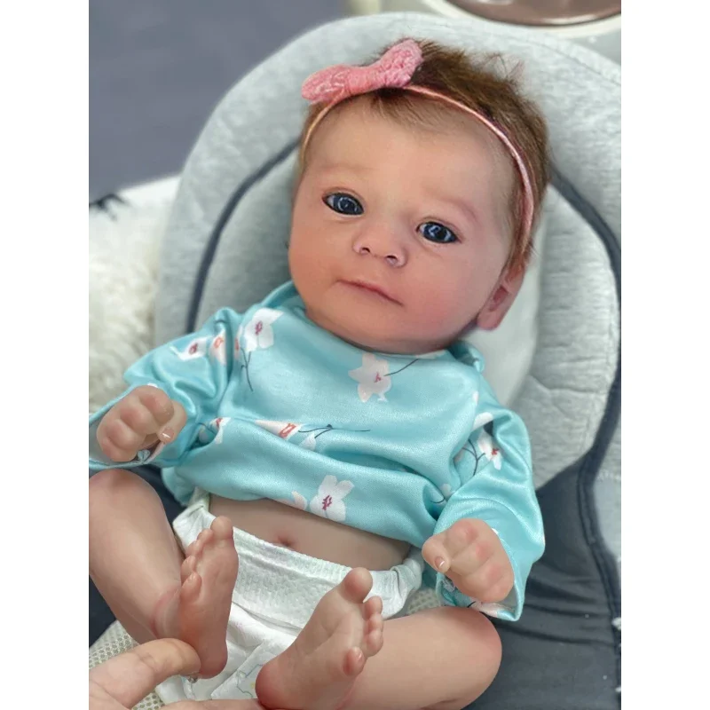 

49CM Full Body Already Painted Reborn Baby Doll Felicia Same as Picture Lifelike Soft Touch3D Skin Hand-Root Hair Visible