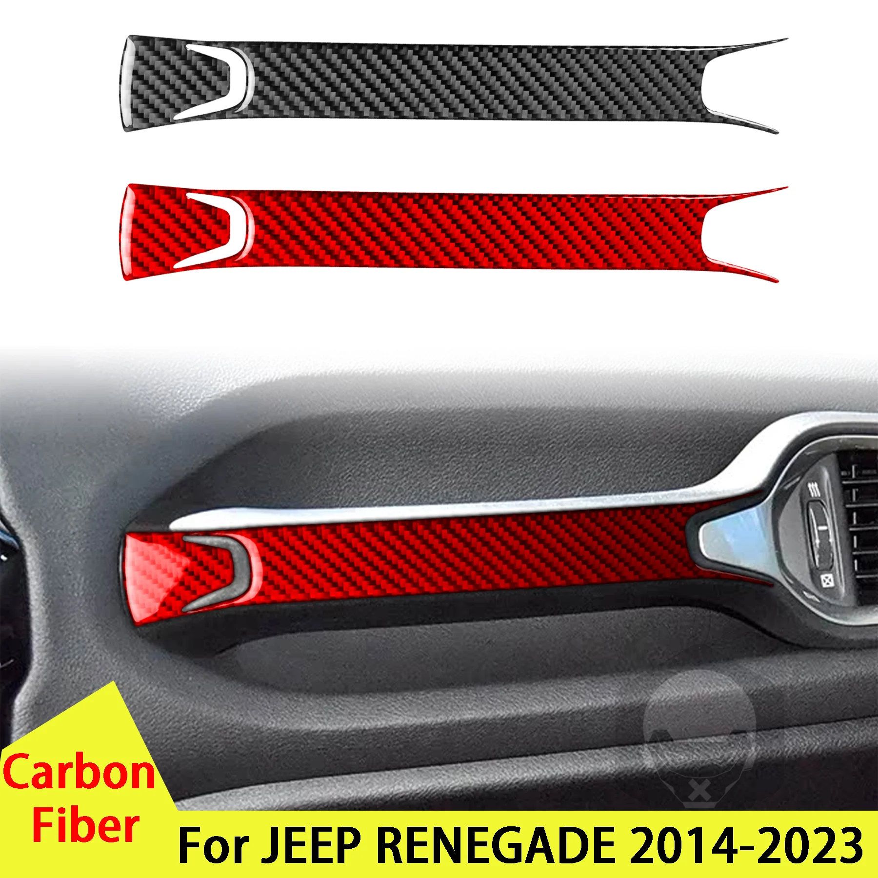 Soft Carbon Fiber Passenger Side Dashboard Armrest Trim Panel Decor FOR JEEP RENEGADE 2014-2023 Interior Accessory Stickers