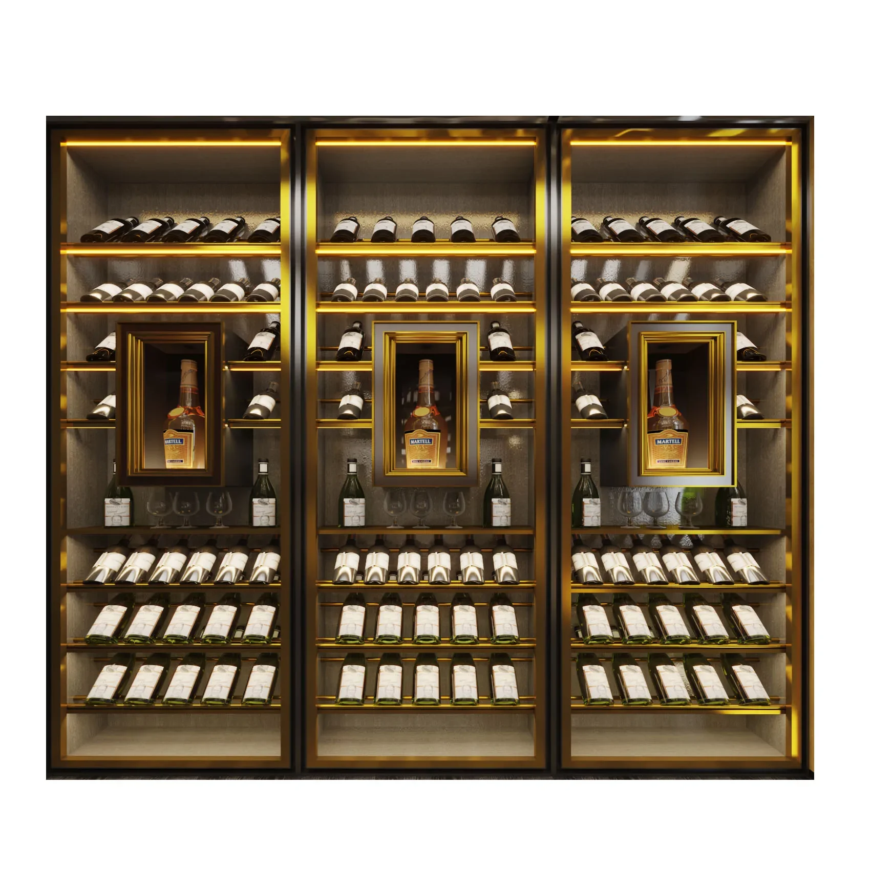 خزانة مشروبات فاخرة من الفولاذ المقاوم للصدأ خزانة عرض قبو النبيذ