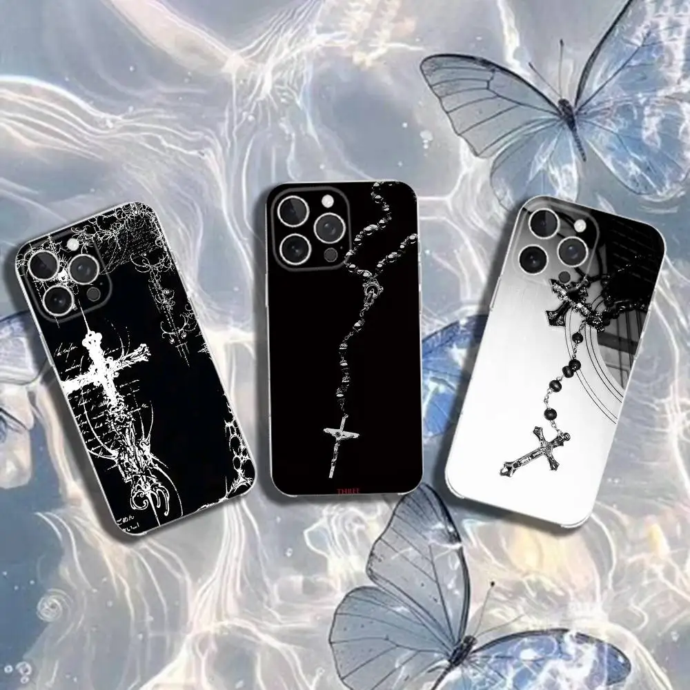 

cross Clear Phone Case For iPhone17 16 15 14 13 12 11 Pro Max Case Silicone Soft 13 Mini