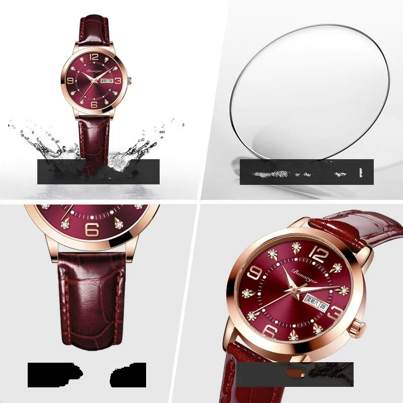 Luxury fashion Women's Watch Multi-color PU leather strap Women's quartz watch Alloy bracelet women's