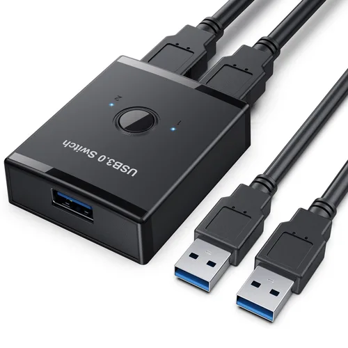 Imagen 2 del producto Interruptor bidireccional USB3.0, 1 entrada, 2 salidas, concentrador, teclado, ratón, unidad USB, Cable para compartir impresora, divisor para ordenador portátil