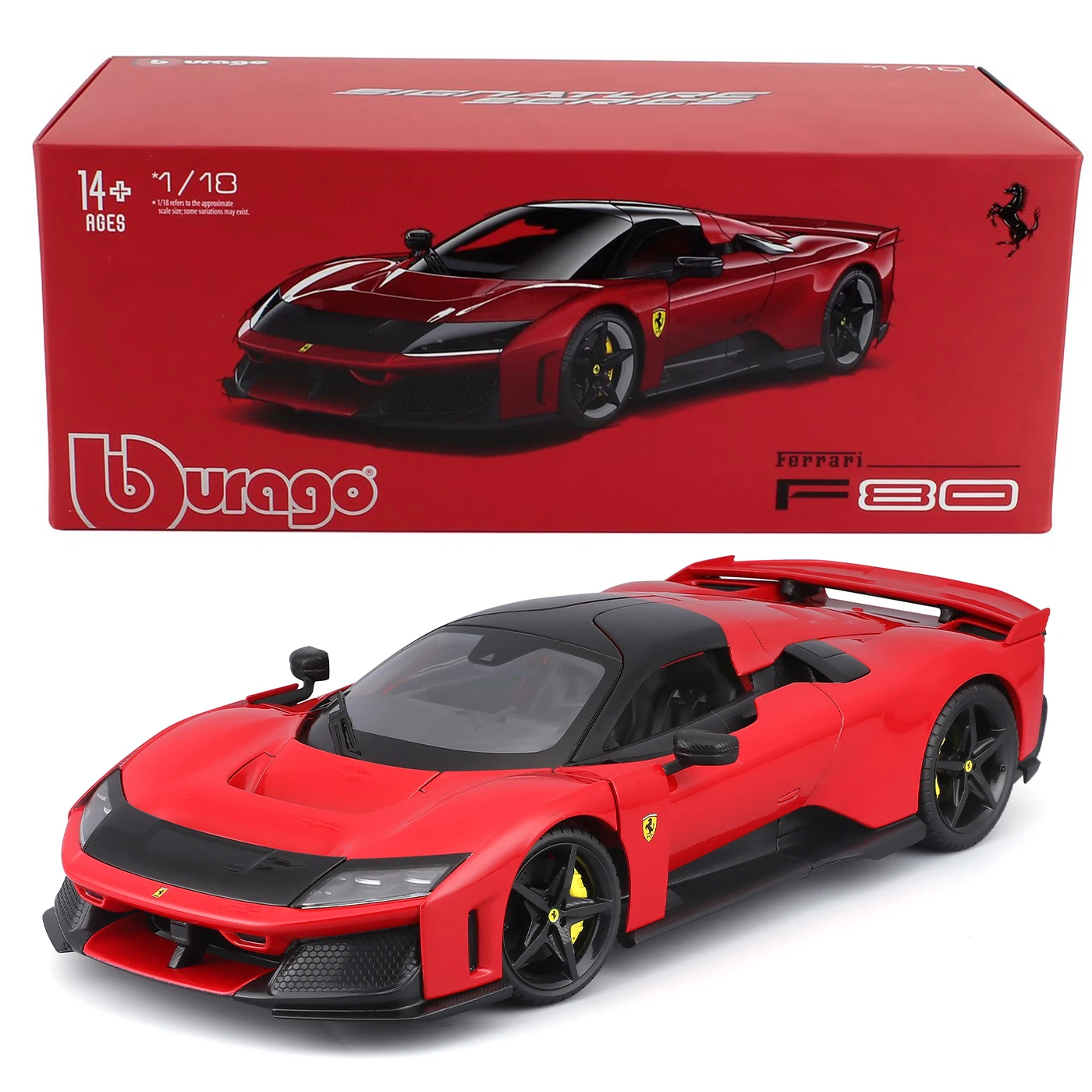 Bburago 1:18 De nieuwste Ferrari F80 raceauto hardcover editie met autoramen, auto's van gegoten metaal, speelgoed, cadeaus, raceauto's