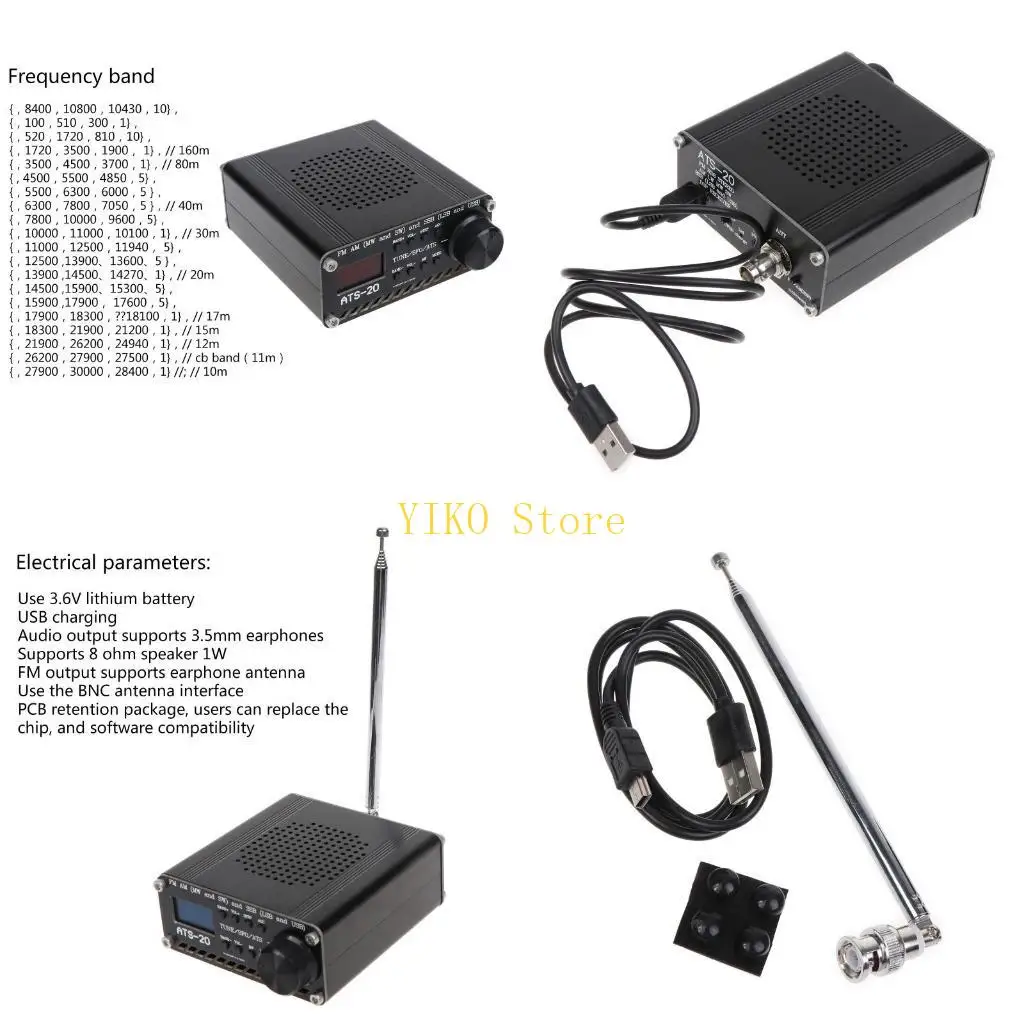 

K32C Portable SI4732 Full Band Radio Receiver with Lithium Battery, Antenna, Speaker,Housing,USB Charging Radio Receivers