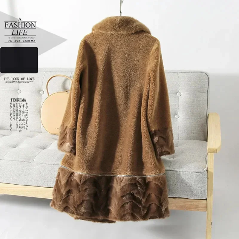 Autumn Winter Jacket Women Clothes 2024 Mink Fur Collar Wool Coat Natural Korean Real Manteau Femme Hiver ZT1287