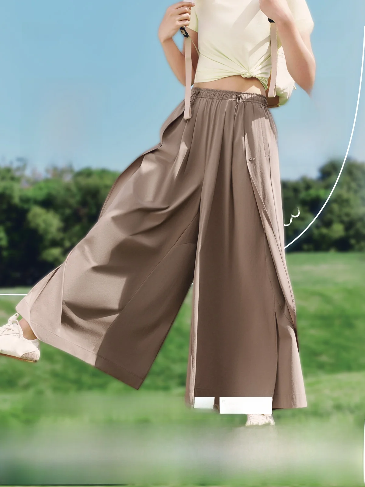 

Женские брюки Bananain: быстросохнущие, дышащие, свободные, широкие, укороченные (7/8), для города, с защитой от солнца, повседневные, из нейлоновой смеси