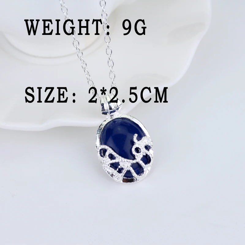 Fashion Movie The Vampire Diaries Necklace Vintage Katherine Blue Stone Choker Pendant for Women Cosplay Charm Jewelry view 5