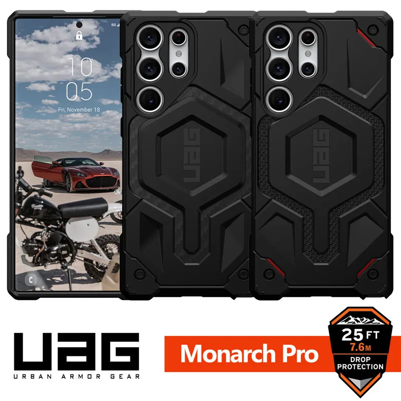 Original UAG Monarch Pro For MagSafe Wireless Charge Case Coque For Samsung Galaxy S23 Ultra Plus Rugged Cover Kevlar / Leather