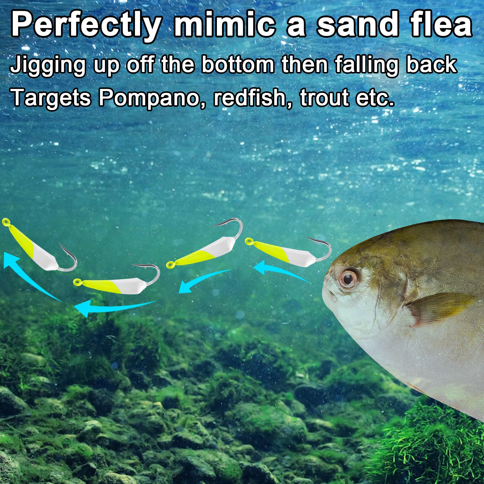 หัวเบ็ดตกปลา Surf 10/20ชิ้นเบ็ดตกปลา Pompano Jig หัวจิ๊กกล้วยยืนขึ้นจิ๊ก๊กน้ำเค็มหล่อยาวชายหาด Halibut striper 7G-14g