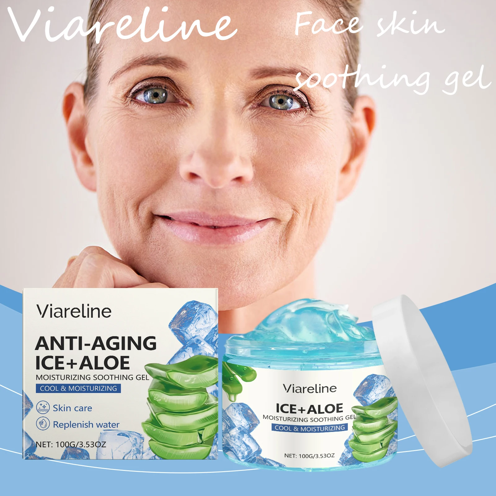 

Viareline Aloe Vera Soothing Gel Summer Repair Damaged Skin Reduce Dryness Redness Relief Discomfort Moisturizing Skin Care Gel